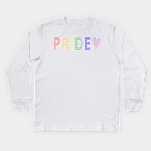 LBGT Ally Pride Rainbow Heart LBGTQ text in text graphic Kids Long Sleeve T-Shirt